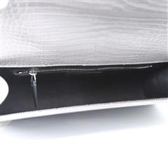 YVES SAINT LAURENT Crocodile Embossed Grey Leather Envelope Bag